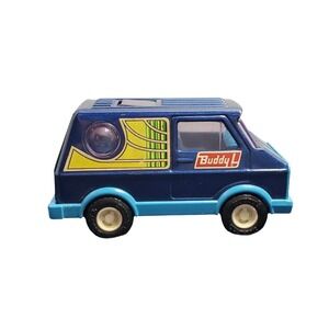 Vintage Buddy L Brute Blue Diecast Van Japan Bubble Window Retro Toy